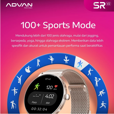 ADVAN Smartwatch SR V2 | AI Voice Assistant | Wireless Bluetooth Call | IP68 Waterproof