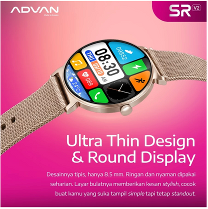 ADVAN Smartwatch SR V2 | AI Voice Assistant | Wireless Bluetooth Call | IP68 Waterproof
