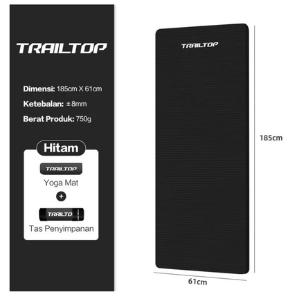 TrailTop Matras Yoga Premium Anti Slip Matras Olahraga Yoga Mat Karpet Olahraga Workout 8/10mm
