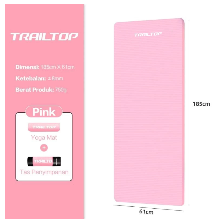 TrailTop Matras Yoga Premium Anti Slip Matras Olahraga Yoga Mat Karpet Olahraga Workout 8/10mm