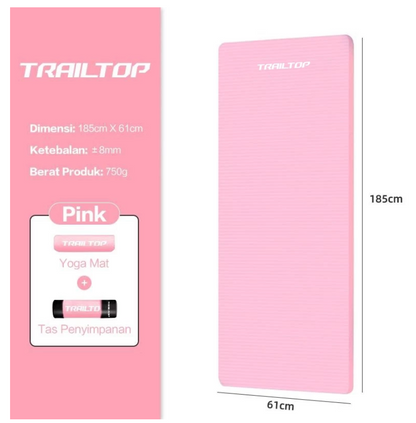 TrailTop Matras Yoga Premium Anti Slip Matras Olahraga Yoga Mat Karpet Olahraga Workout 8/10mm