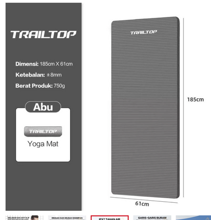 TrailTop Matras Yoga Premium Anti Slip Matras Olahraga Yoga Mat Karpet Olahraga Workout 8/10mm