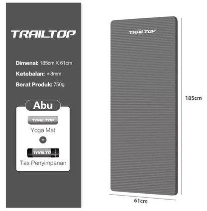 TrailTop Matras Yoga Premium Anti Slip Matras Olahraga Yoga Mat Karpet Olahraga Workout 8/10mm