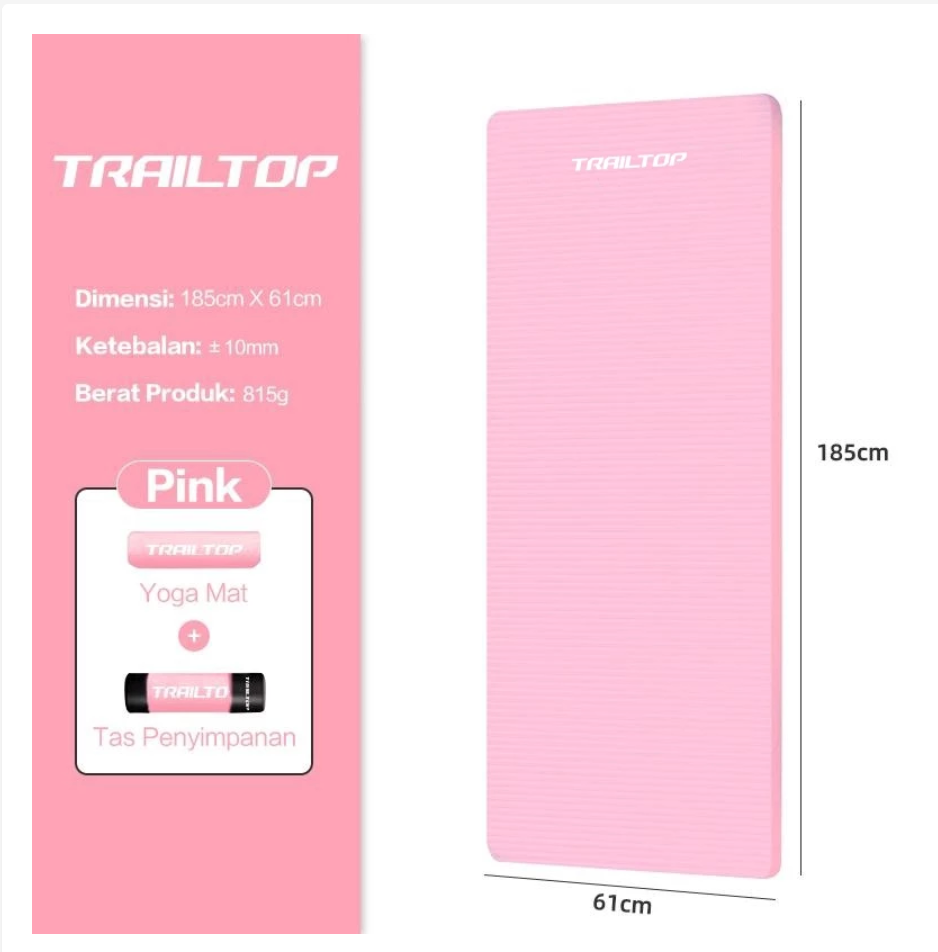 TrailTop Matras Yoga Premium Anti Slip Matras Olahraga Yoga Mat Karpet Olahraga Workout 8/10mm