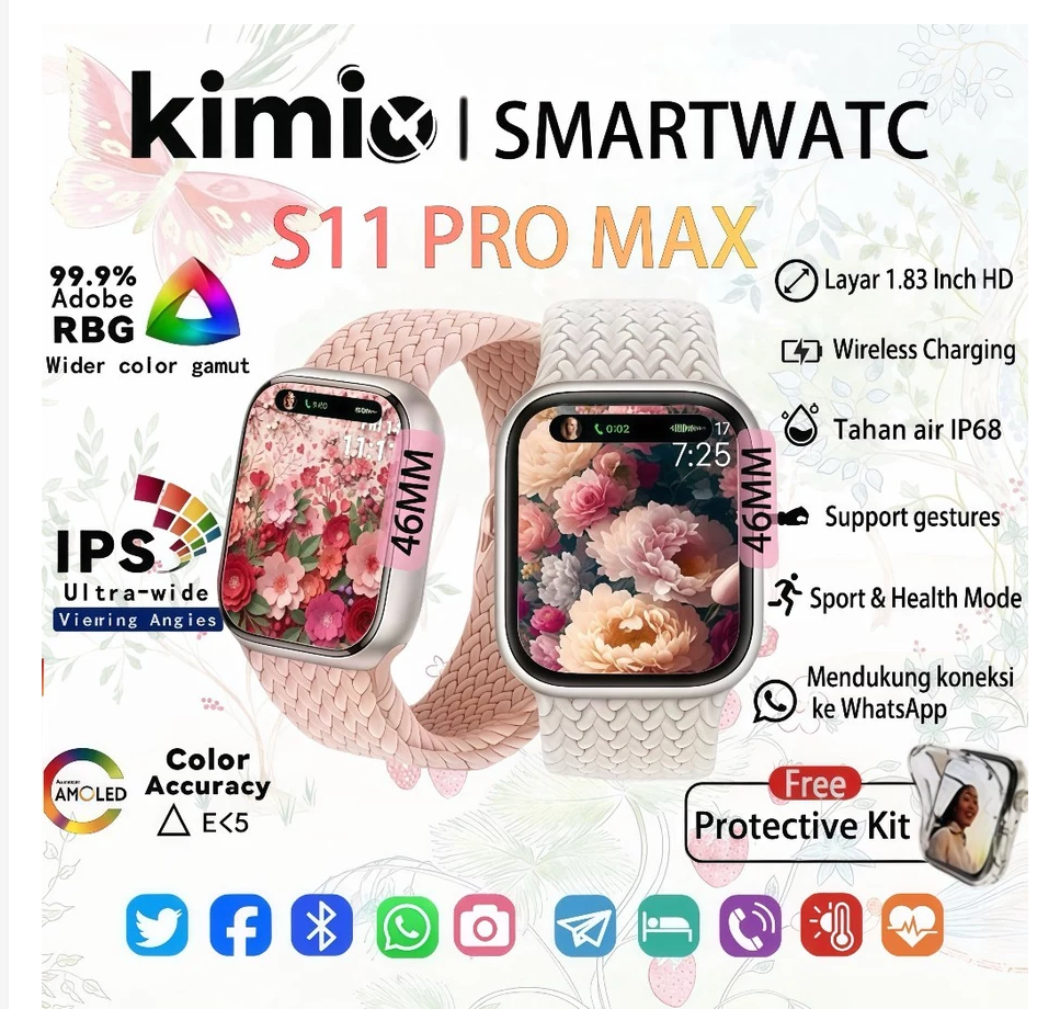 Kimio SmartWatch S11 Pro Max 1.9" HD AMOLED Display GPS NFC Waterproof IP68 Bluetooth