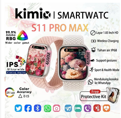 Kimio SmartWatch S11 Pro Max 1.9" HD AMOLED Display GPS NFC Waterproof IP68 Bluetooth