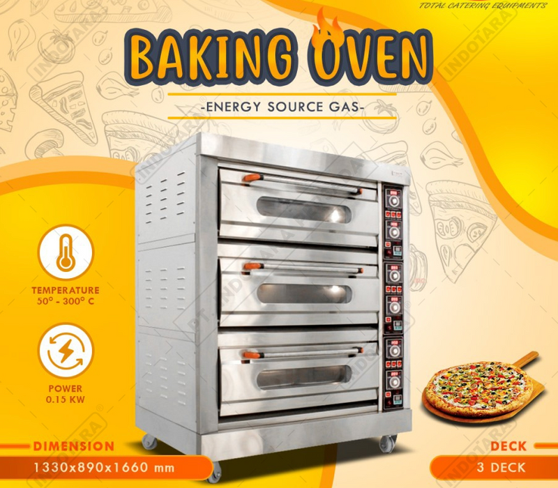 Gas Baking Oven 3 Deck Stage