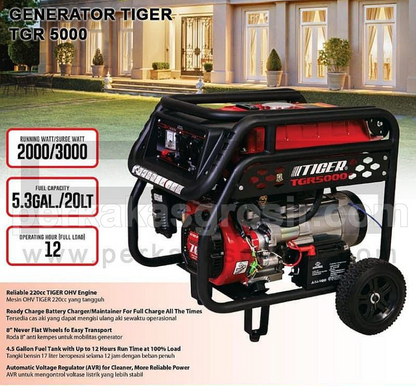 Genset Tiger TGR 5000 - 3000Watt Generator Tiger