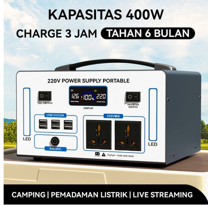 Genset Listrik Mini Portable Power Station Outdor camping 220V 400W/500W/800W/1200W/1700W