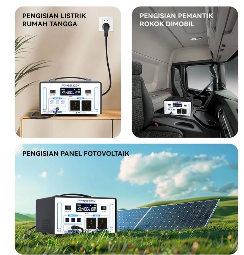 Genset Listrik Mini Portable Power Station Outdor camping 220V 400W/500W/800W/1200W/1700W