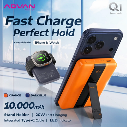 ADVAN Powerbank Slim10 | 10000mAh | 22.5W PD Fast Charging Dual Output Type-C Type-A |