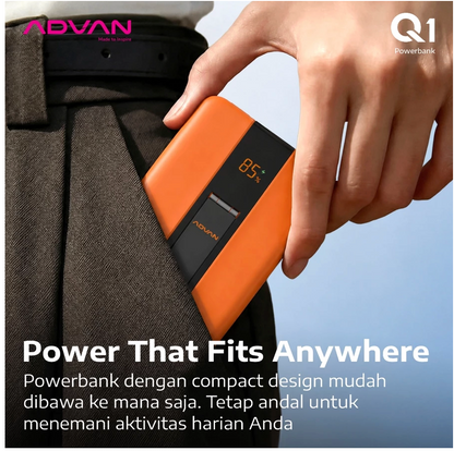 ADVAN Powerbank Slim10 | 10000mAh | 22.5W PD Fast Charging Dual Output Type-C Type-A |
