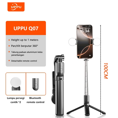 Tripod Bluetooth Remote with LED Fill Light, Adjustable Phone Stand for Vlog/Youtube/TikTok