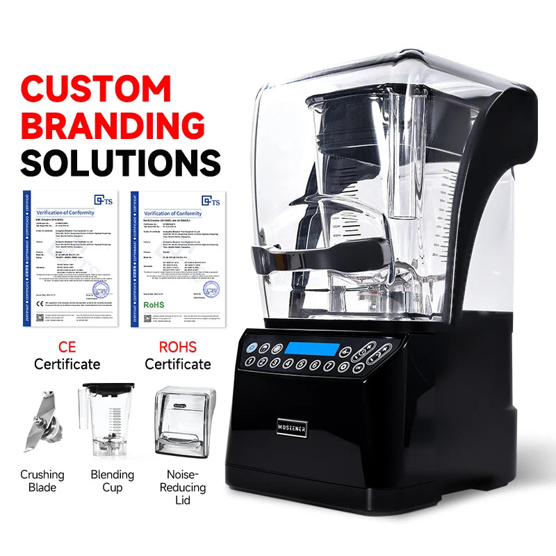 Commercial Stainless Steel 2L Ice Crusher Smoothie Blender Juicer Mixer Functions 1800W Motor 2 Stainless Steel Blades