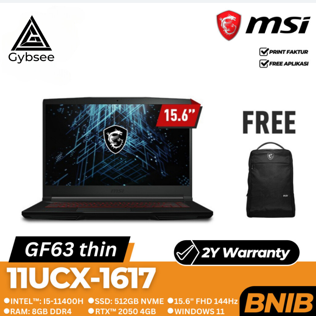 LAPTOP MSI GF63 11UCX-1617 | I5-11400H 8/512 RTX2050 15.6" W11+OHS21