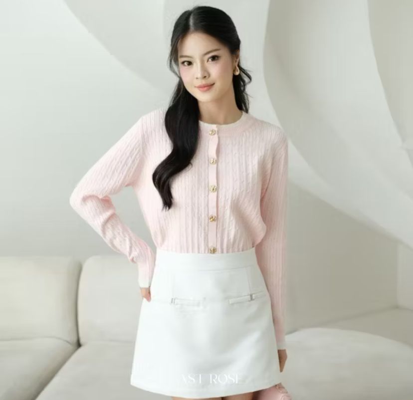 [EastRose] Blanche Cardigan | Cardigan Rajut Wanita | Kancing Kristal Elegan Old Money