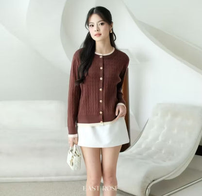 [EastRose] Blanche Cardigan | Cardigan Rajut Wanita | Kancing Kristal Elegan Old Money