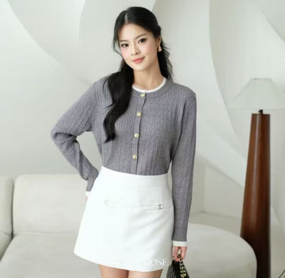 [EastRose] Blanche Cardigan | Cardigan Rajut Wanita | Kancing Kristal Elegan Old Money