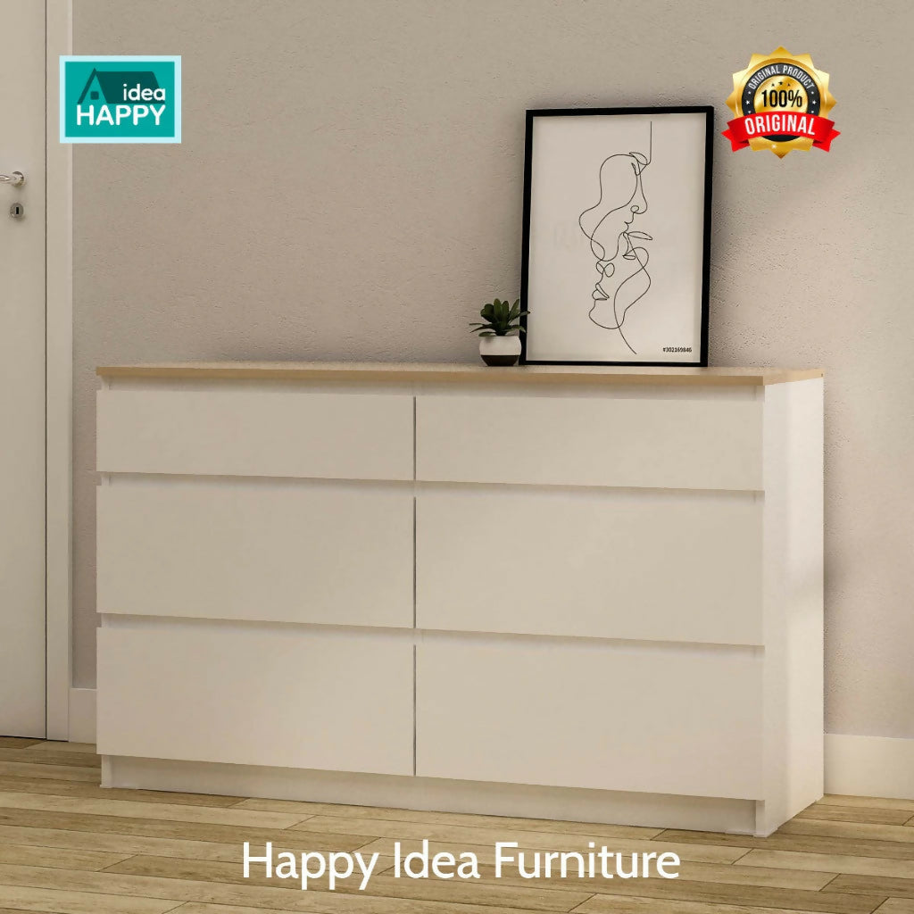 Bufet Laci Minimalis Elegan 120 cm Drawer Sideboard Rak Kabinet Minimalis Serbaguna Linus CH3+3 Linus CH 3+3