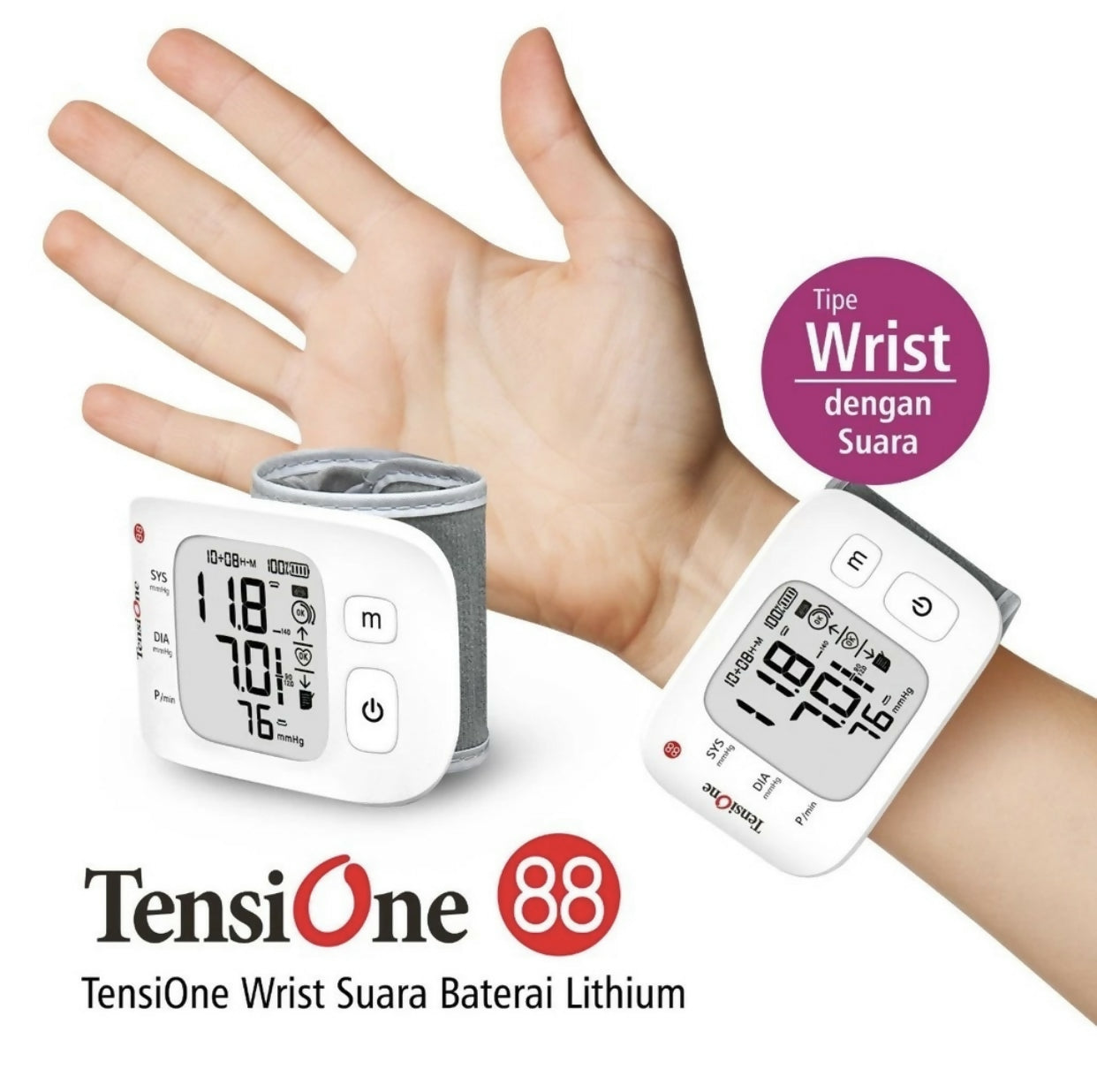 Tensimeter digital suara tensione 88 pergelangan tangan wrist