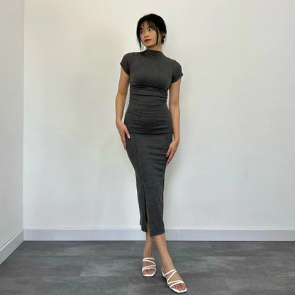 [ELEVENBASIC] EMMA KNIT SET | ONE SET TURTLE NECK | SETELAN WANITA ROK & CELANA RAJUT