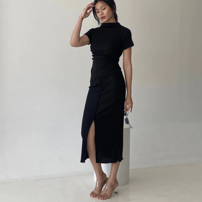 [ELEVENBASIC] EMMA KNIT SET | ONE SET TURTLE NECK | SETELAN WANITA ROK & CELANA RAJUT