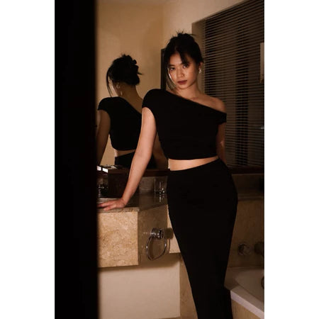 ELEVENBASIC - GWEN SET | ONE SET & TOP ONLY | SETELAN WANITA ONE SHOULDER OFF SHOULDER STRETCHY BISA DIBELI