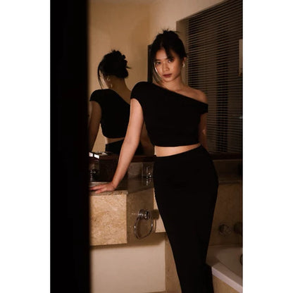 ELEVENBASIC - GWEN SET | ONE SET & TOP ONLY | SETELAN WANITA ONE SHOULDER OFF SHOULDER STRETCHY BISA DIBELI