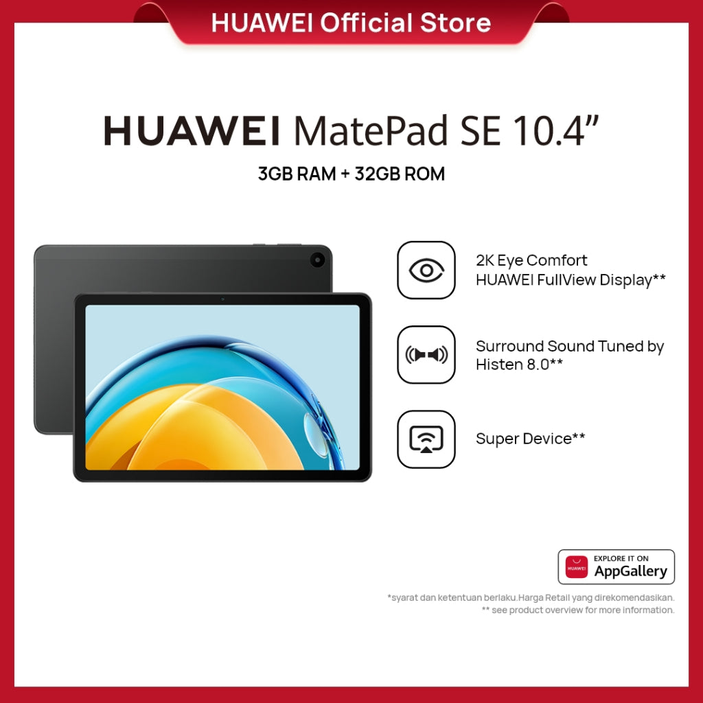 HUAWEI MatePad SE 10.4" Tablet [3+32GB] | 2K Eye Comfort HUAWEI FullView Display | Surround Sound | HarmonyOS