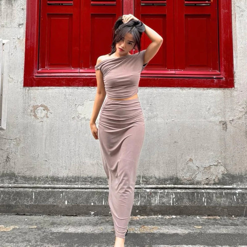 ELEVENBASIC - GWEN SET | ONE SET & TOP ONLY | SETELAN WANITA ONE SHOULDER OFF SHOULDER STRETCHY BISA DIBELI