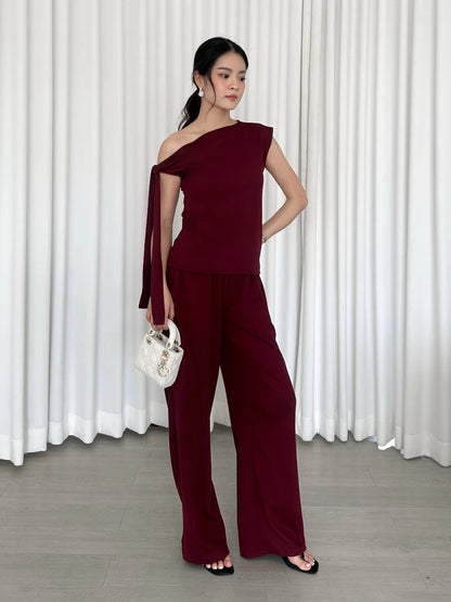 EMMA KNIT SET / Set Wanita Lengan Pita Korean Knit Celana Panjang