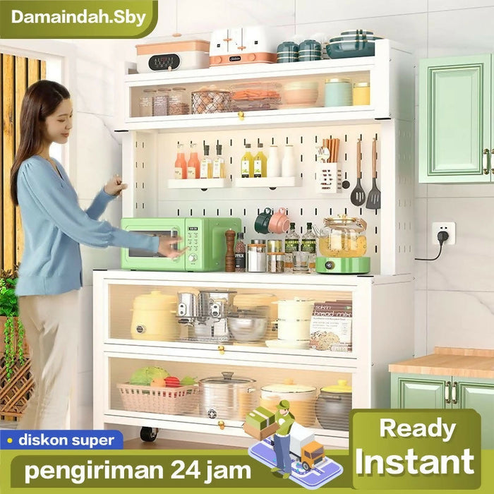 Rak Lemari Dapur/Rak Oven Microwave / Rak Kabinet Dapur/Rak Dapur Anti Debu/ Lemari Dapur Dengan Pintu/Rak dapur