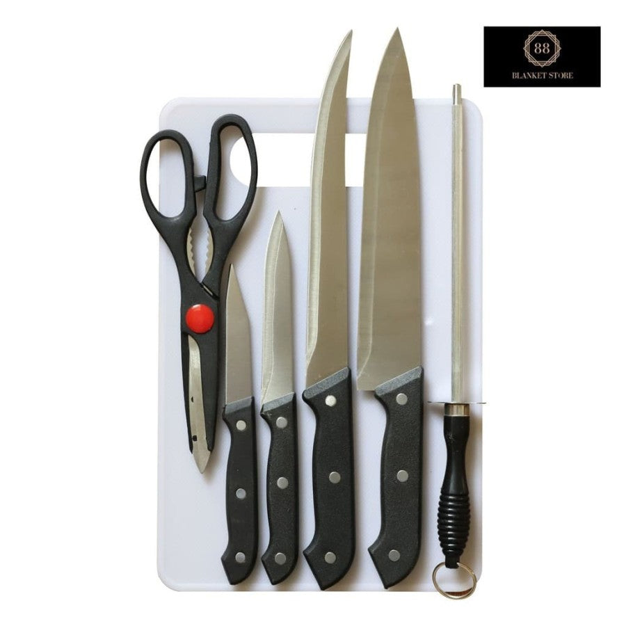 Knife set stainless Pisau dapur 7in1 Talenan kitchen gunting serbaguna
