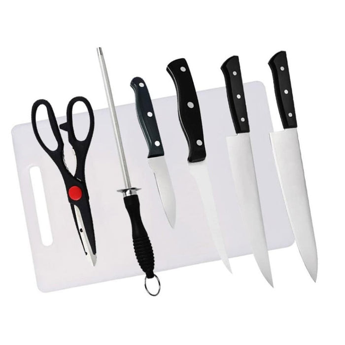 Knife set stainless Pisau dapur 7in1 Talenan kitchen gunting serbaguna