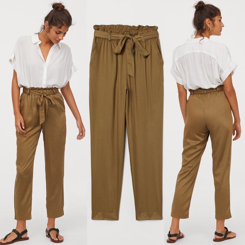 H&M paperbag pants with belt fulltag