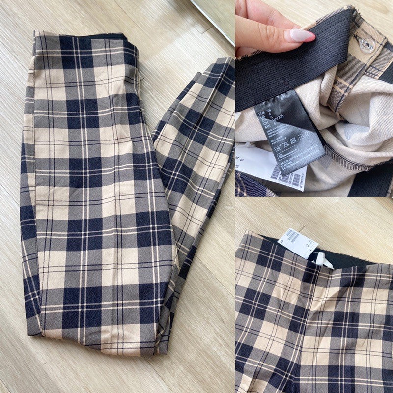 H&M tartan mocca slim trousers