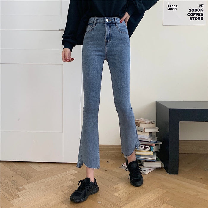 Celana Jeans Kaki Lurus Ramping Korean Style