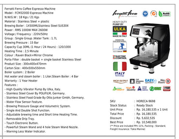 Ferratti Ferro Espresso Machine FCM3200D