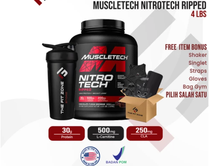 Muscletech Nitrotech 4 Lbs Nitro Tech Ripped Whey+Fat loss ( Choco )