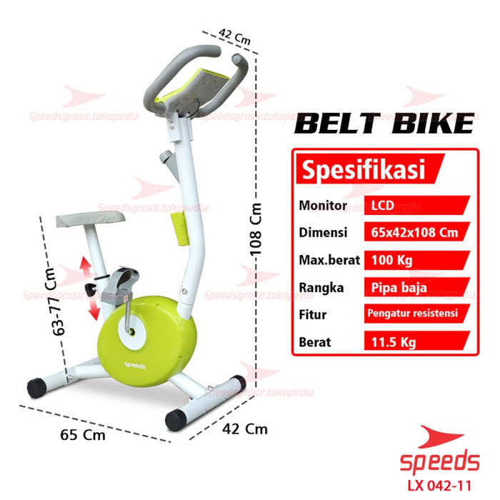 Fitness Statis Exercise Belt Bike 042-11-Hijau
