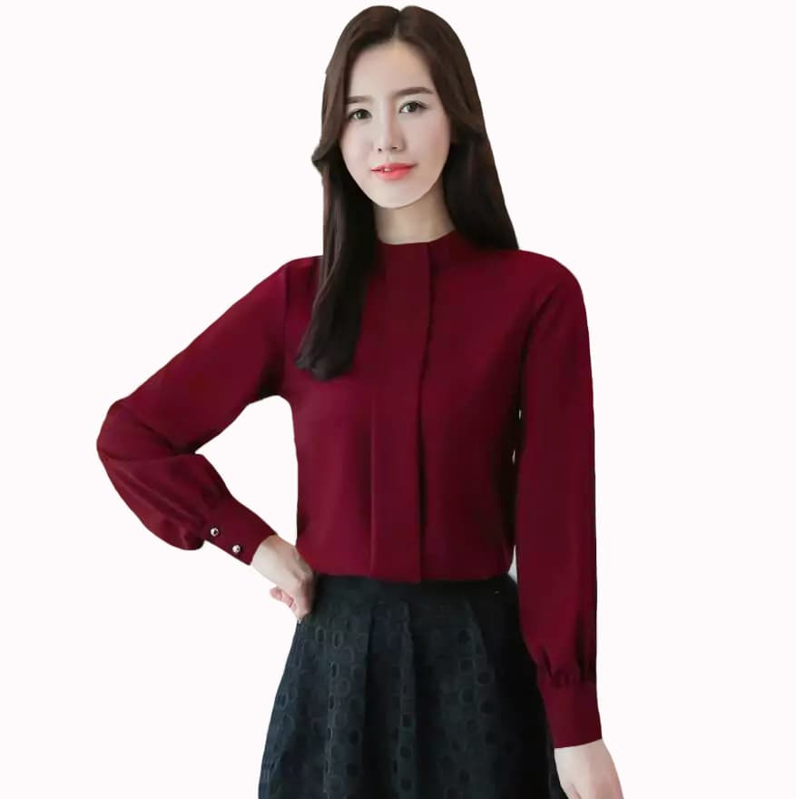 Blouse Tangan Panjang Wanita Gaya Korea Model Terbaru