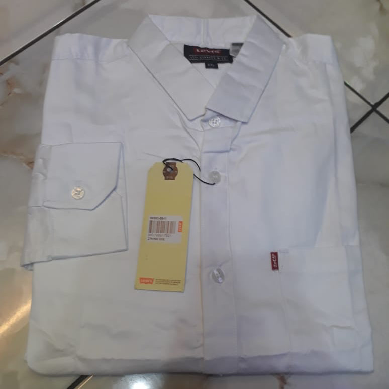 KEMEJA TANGAN PANJANG PRIA LEVIS ORIGINAL IMPORT - Putih, L