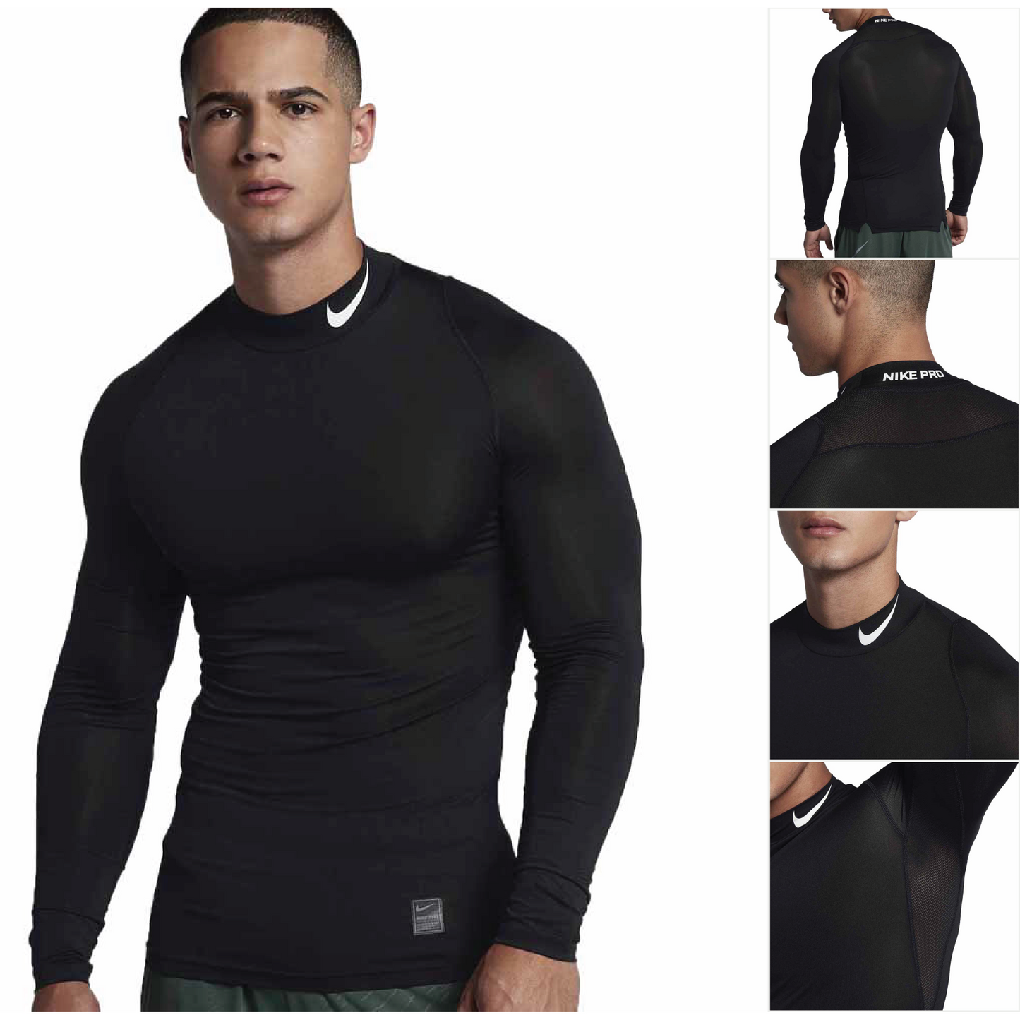 BASELAYER MANSET NIKE PRO PANJANG GRADE ORI BOLA LARI SEPEDA - Nike Leher Navy, L