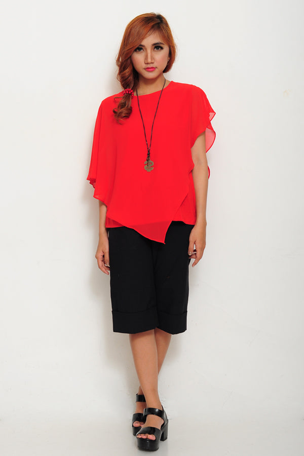 Blouse Sifon Kombinasi Spandek Model Sayap