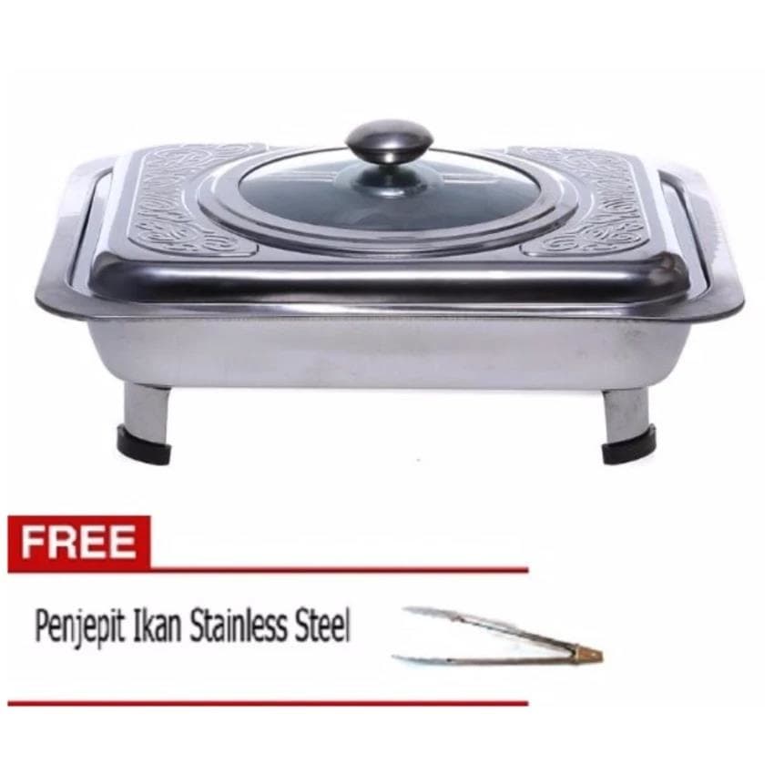 Tempat Makan Prasmanan - Silver + Free Penjepit ikan stainless steel