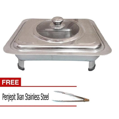 Tempat Makan Prasmanan - Silver + Free Penjepit ikan stainless steel